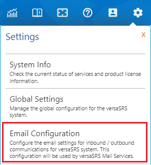 Email Configuration Menu Option