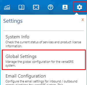 Settings Cog Global Settings 