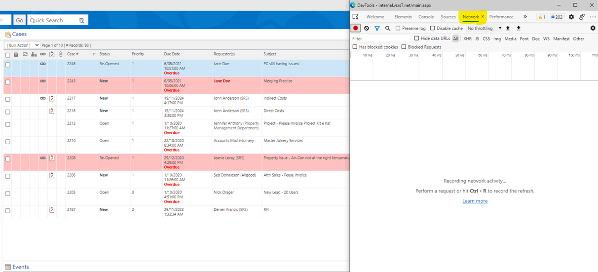 Microsoft Edge DevTools Network tab