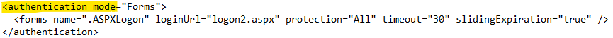 versaSRS Web.config Authentication mode